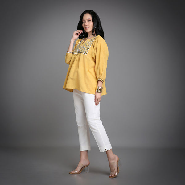 LITA | Handloom Cotton | Hand Painting on Yoke