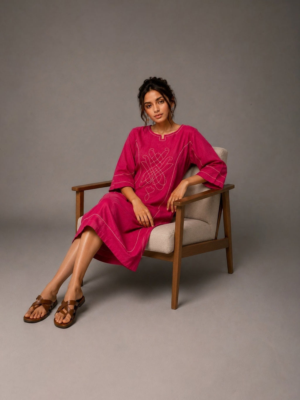 Adalyn | Single Piece Dress | Ladder lace & Kantha Stitch Embroidery