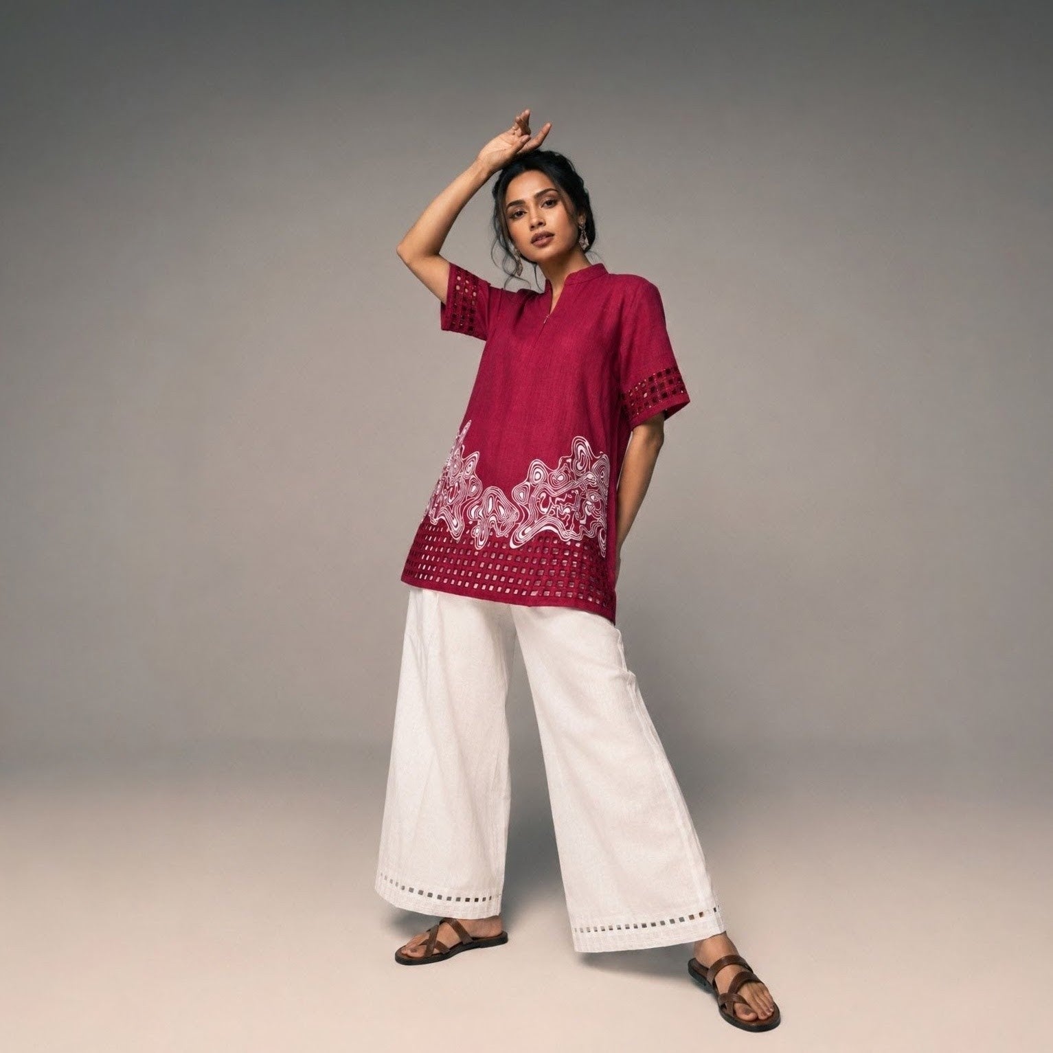 Zaria |Two Piece Co-ord Set | Machine Embroidery