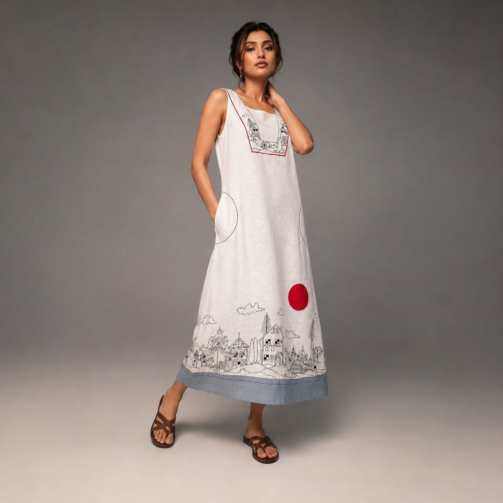 City Canvas |Midi Dress |Hand painted