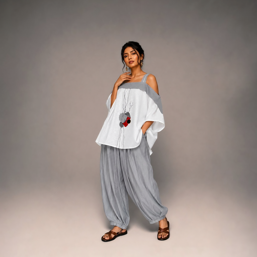 BLOOM | Women’s Co-ord set | Hand Thread work |Hand Painting