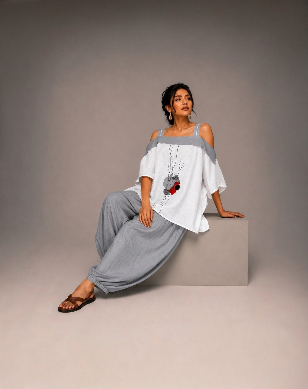 BLOOM | Women’s Co-ord set | Hand Thread work |Hand Painting
