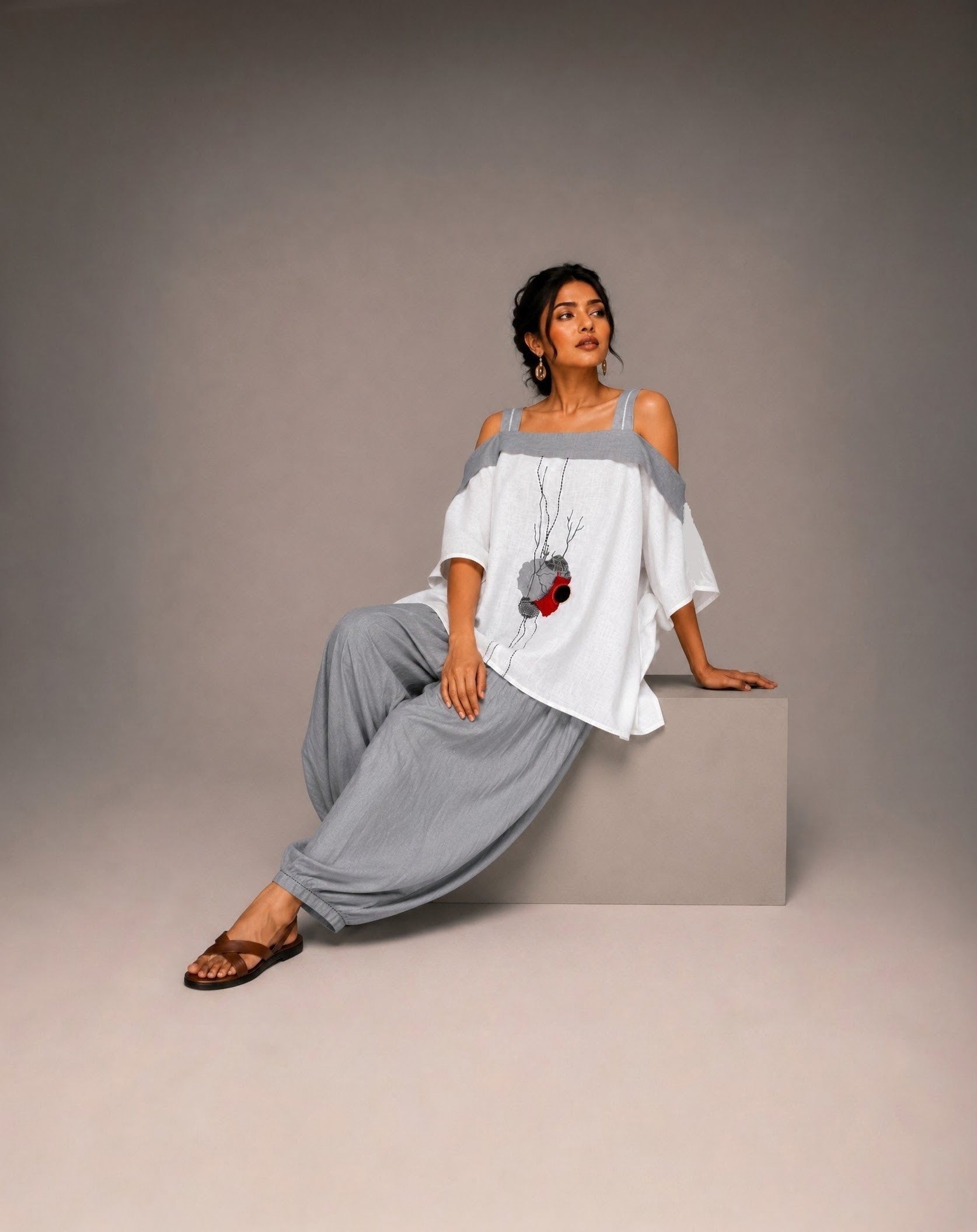 BLOOM | Women’s Co-ord set | Hand Thread work |Hand Painting