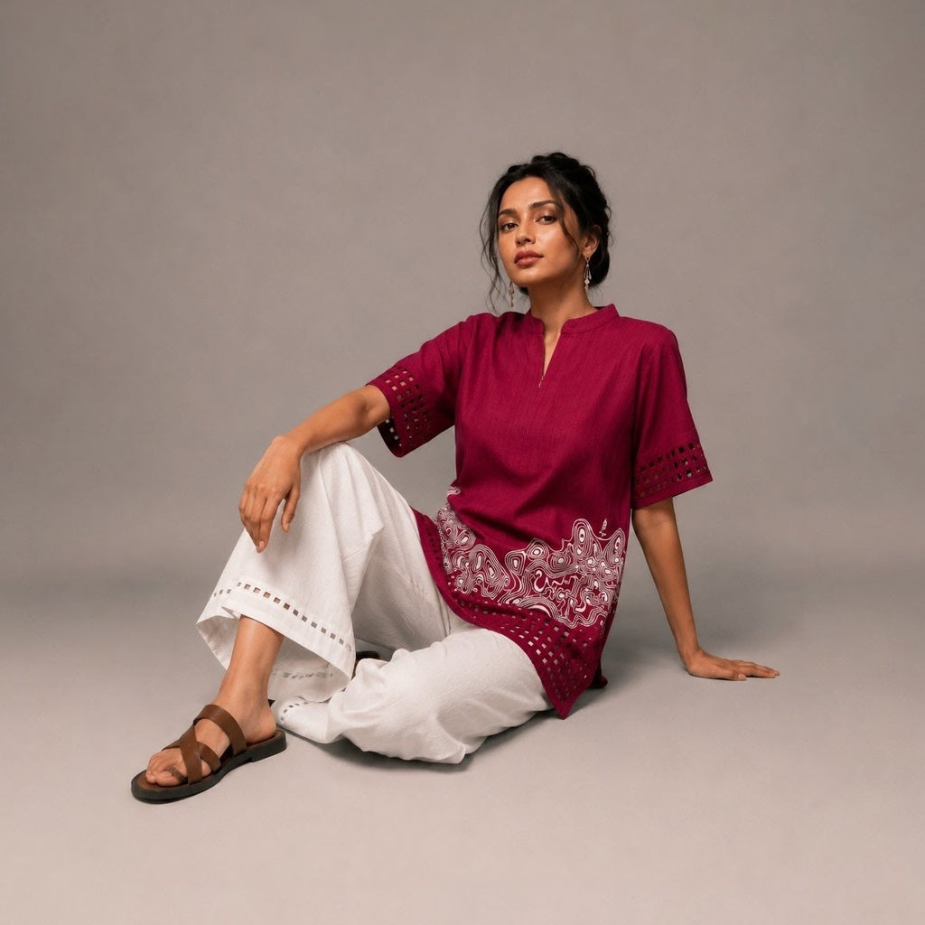 Zaria |Two Piece Co-ord Set | Machine Embroidery