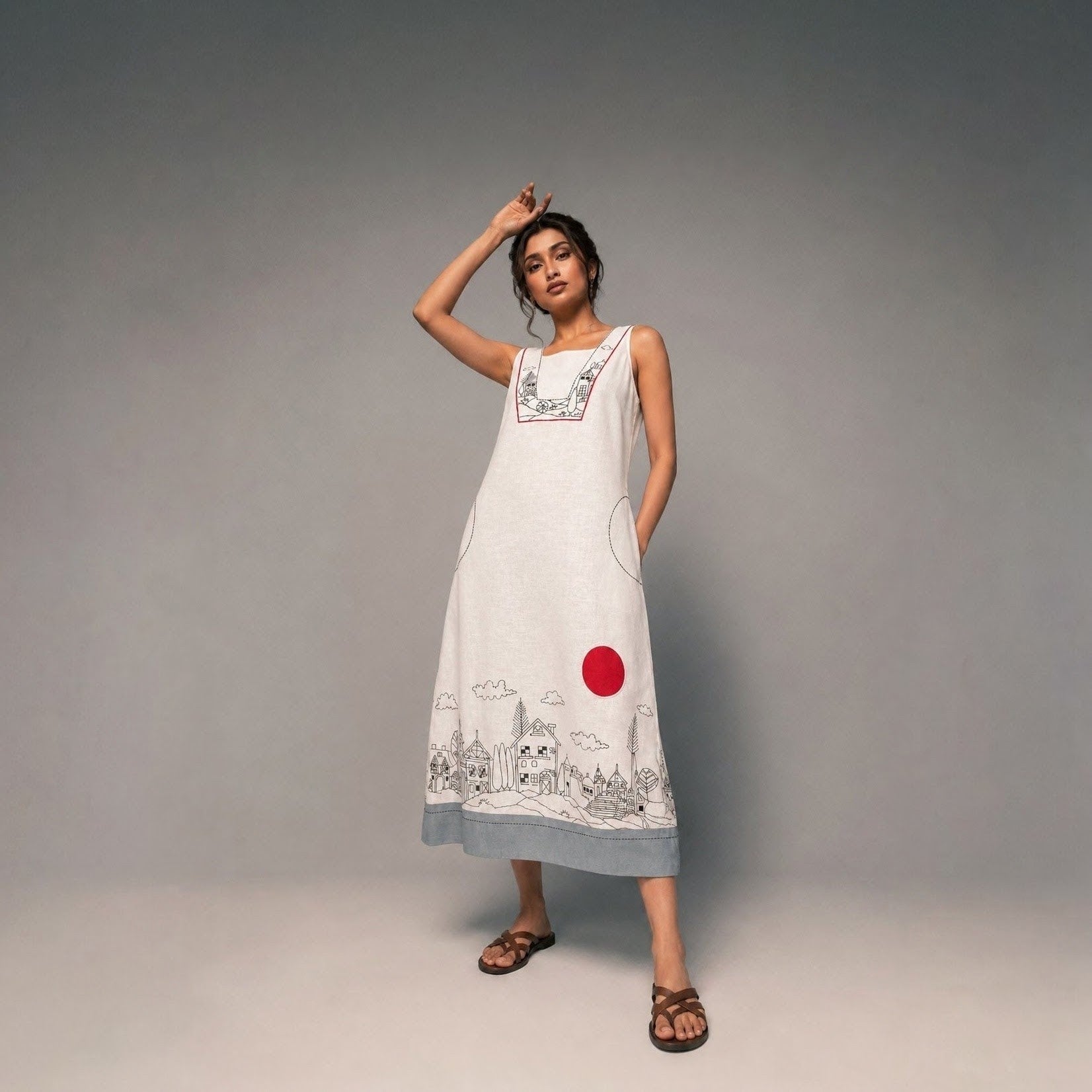 City Canvas |Midi Dress |Hand painted